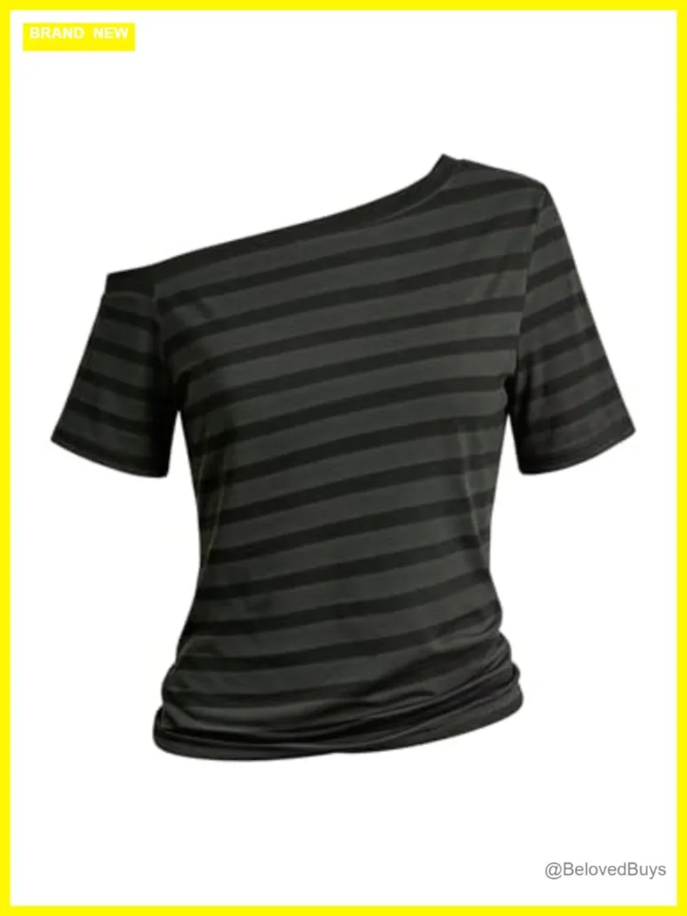 Women's Striped Off Shoulder Short Sleeve Oversized Summer Y2K Tee